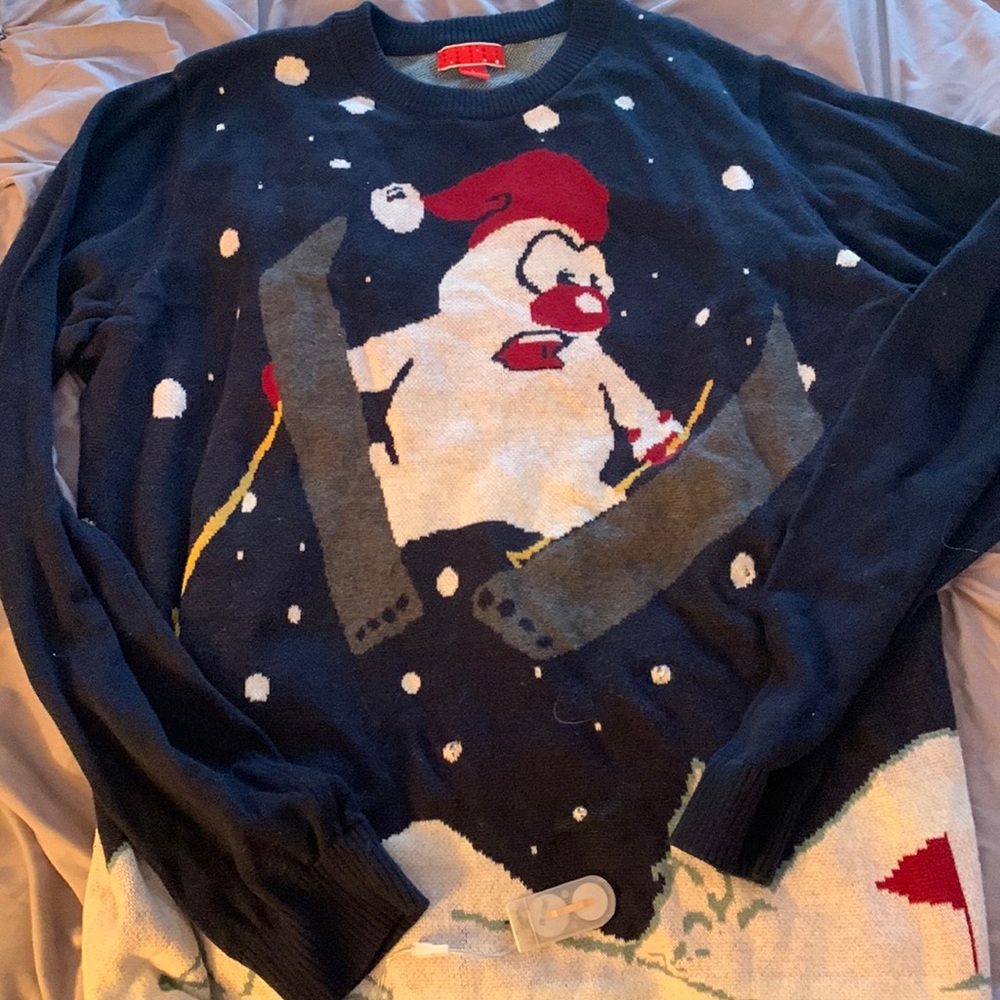 LAST CALL Ugly Snowman Skiing Light Up Christmas Sweater- L